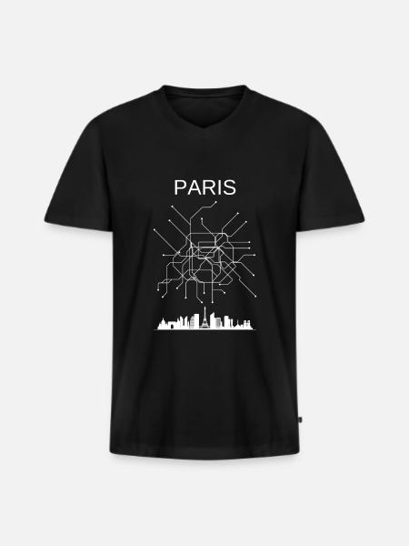 Paris city - Men's Premium Organic T-shirt with V-neck - black