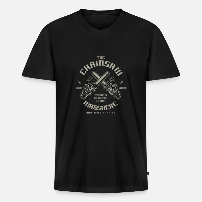 Chainsaw - Männer Premium Bio T-Shirt mit V-Ausschnitt - Schwarz