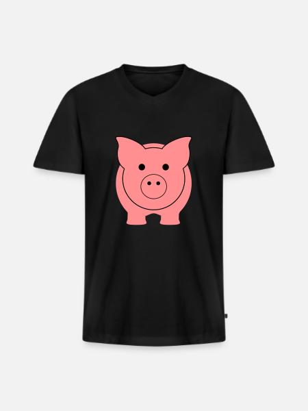 schweinchen_2fb - Männer Premium Bio T-Shirt mit V-Ausschnitt - Schwarz