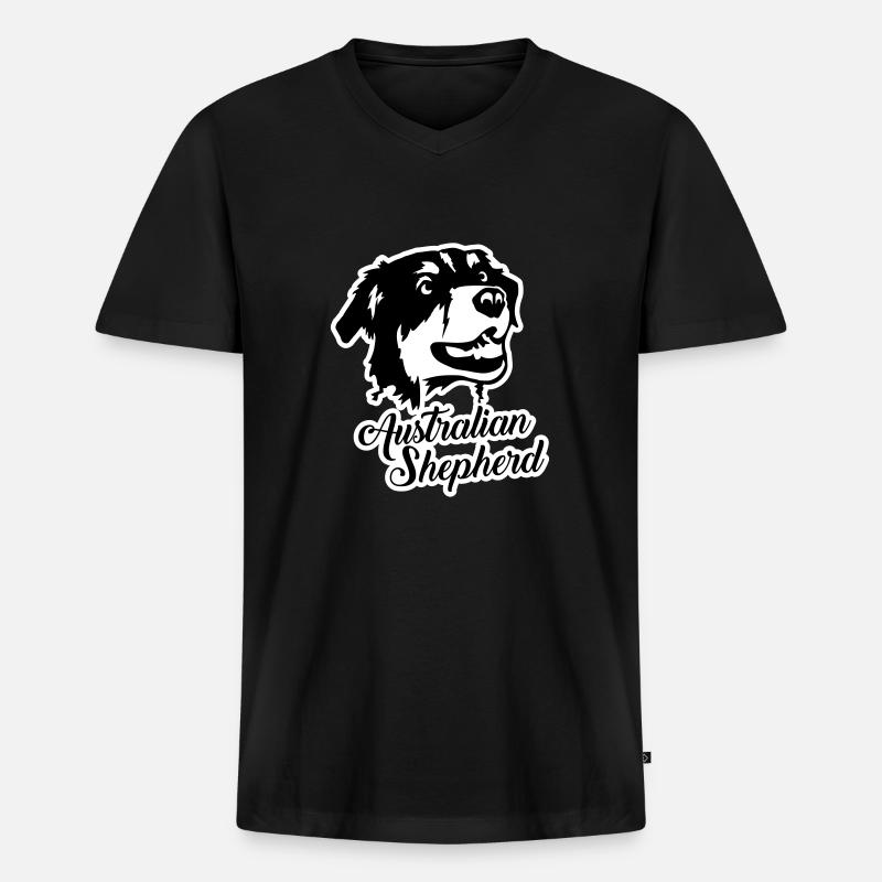 Australian Shepherd - Männer Premium Bio T-Shirt mit V-Ausschnitt - Schwarz