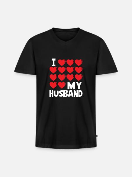 J'aime mon mari - T-shirt encolure en V Premium bio Homme - noir