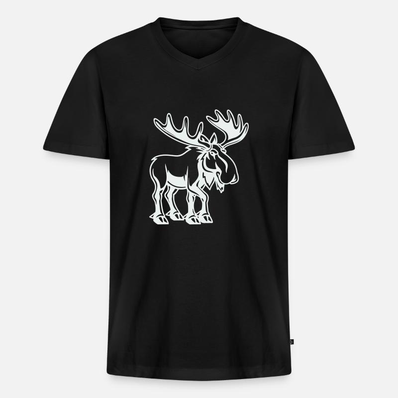 elch - Männer Premium Bio T-Shirt mit V-Ausschnitt - Schwarz