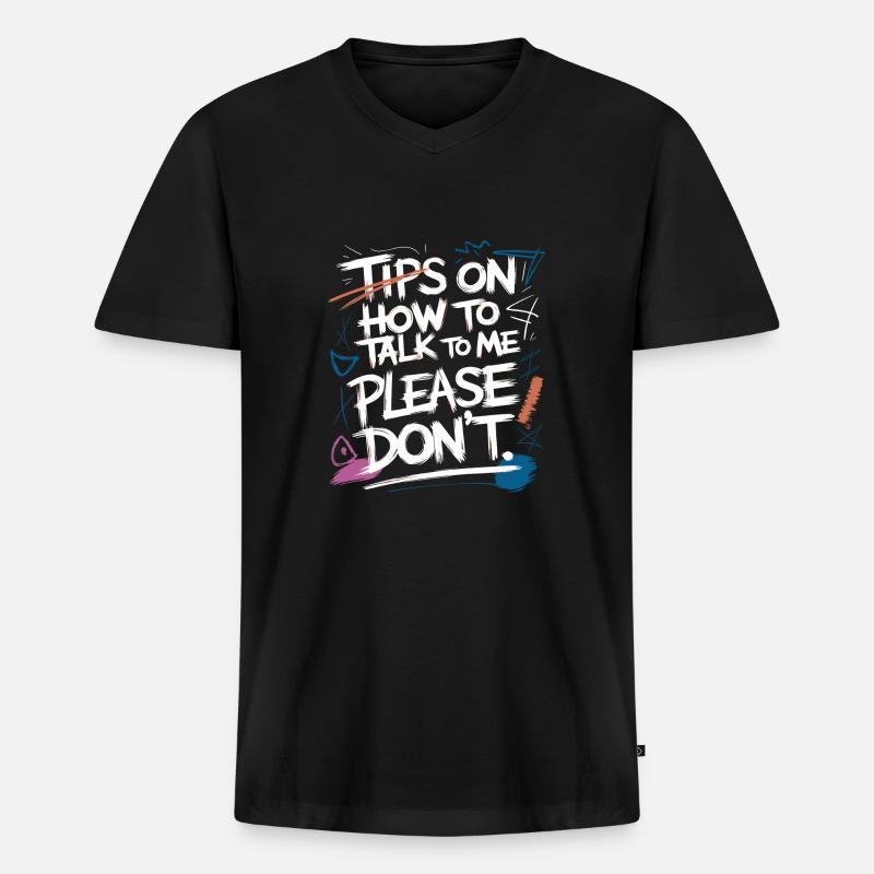 Introvertiert und Gesprächsfrei - Männer Premium Bio T-Shirt mit V-Ausschnitt - Schwarz