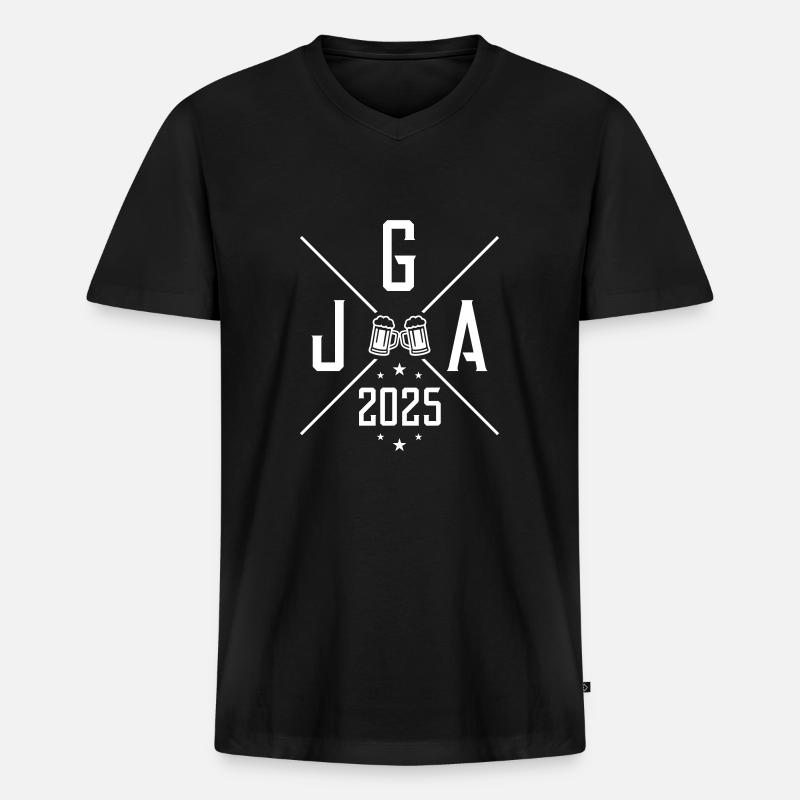 Jga 2025 Bier Junggesellen - Männer Premium Bio T-Shirt mit V-Ausschnitt - Schwarz