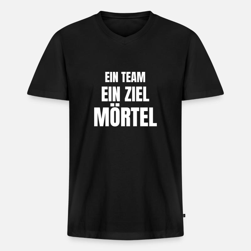 Ein Team, ein Ziel, Mörtel. - Männer Premium Bio T-Shirt mit V-Ausschnitt - Schwarz