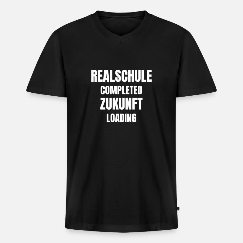 Realschule completed, Zukunft loading! - Männer Premium Bio T-Shirt mit V-Ausschnitt - Schwarz