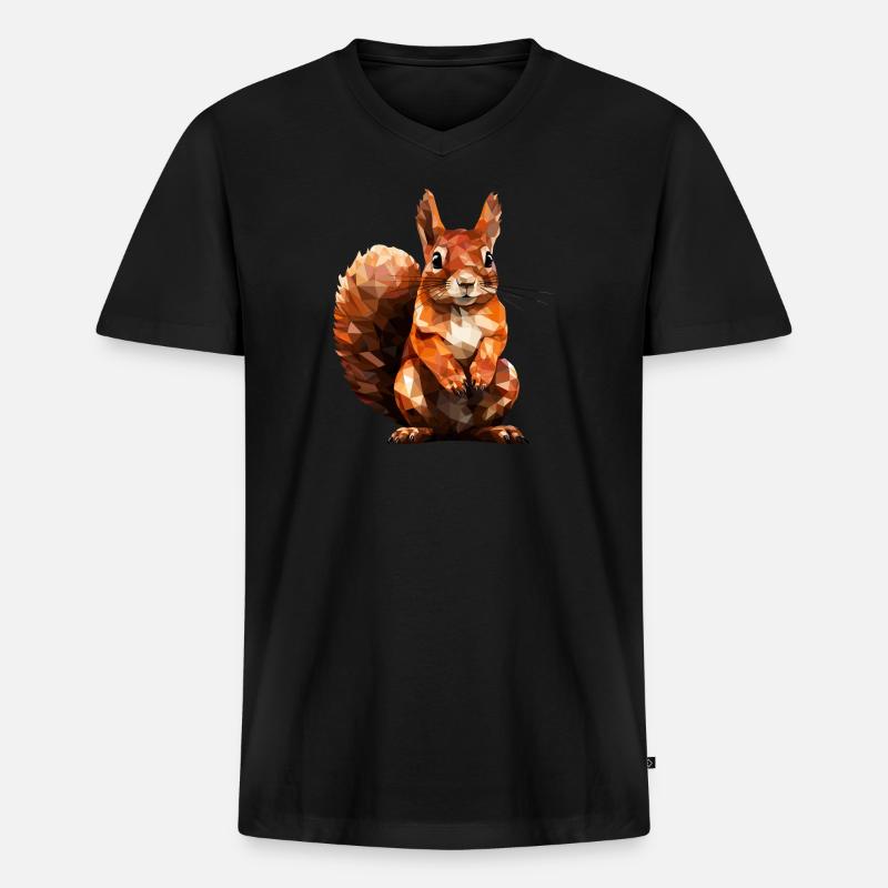 Eichhörnchen im Polygon Stil - Männer Premium Bio T-Shirt mit V-Ausschnitt - Schwarz