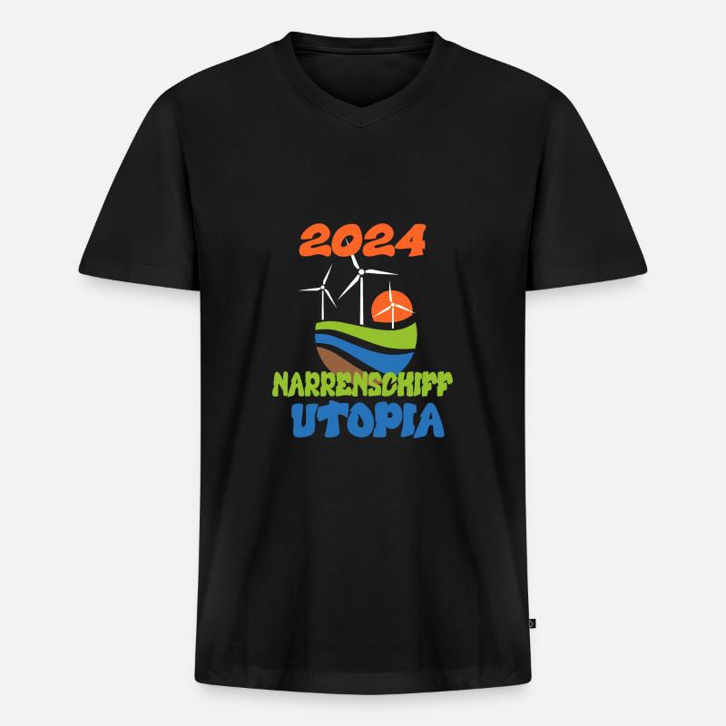 Narrenschiff Utopia, 2024 - Männer Premium Bio T-Shirt mit V-Ausschnitt - Schwarz