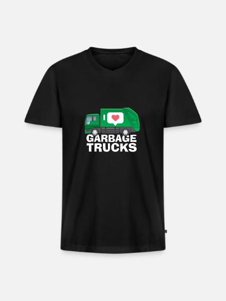 I love garbage trucks - Men's Premium Organic T-shirt with V-neck - black