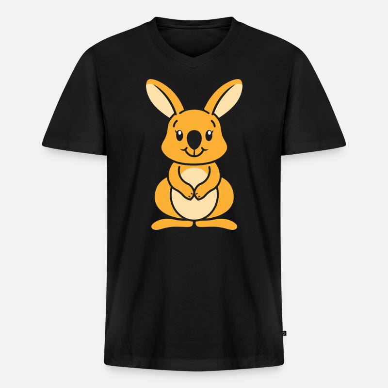 Wallaby - Männer Premium Bio T-Shirt mit V-Ausschnitt - Schwarz