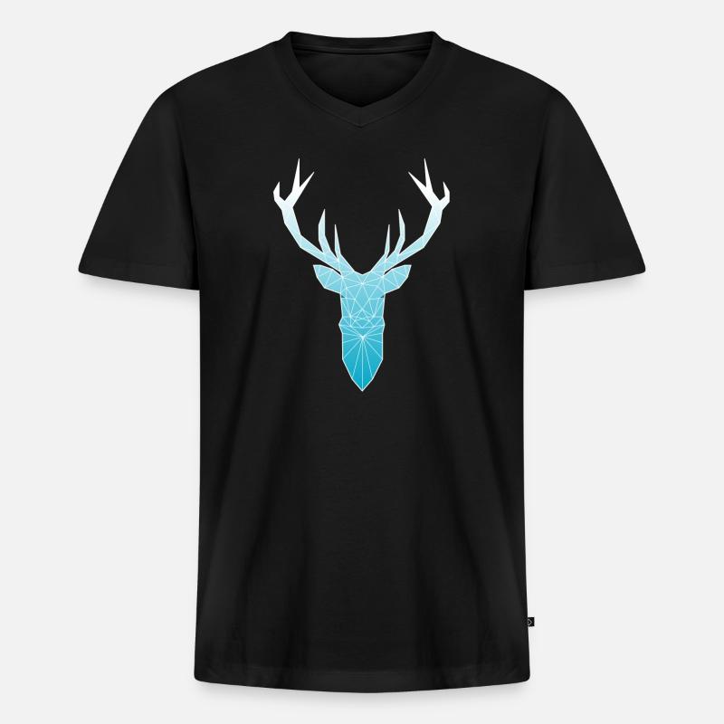 Hirschkopf im Triangel-Design (hellblau) - Männer Premium Bio T-Shirt mit V-Ausschnitt - Schwarz