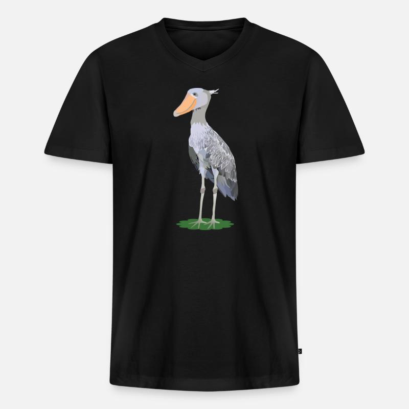 Steffen, Schuhschnabel - Männer Premium Bio T-Shirt mit V-Ausschnitt - Schwarz