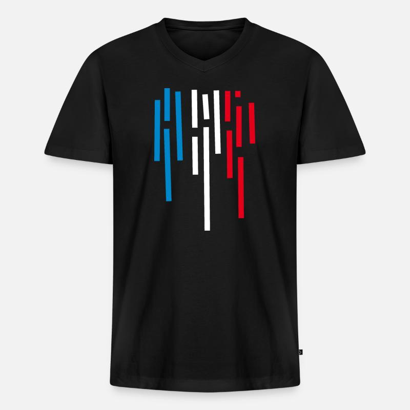 Frankreich Flagge - Männer Premium Bio T-Shirt mit V-Ausschnitt - Schwarz