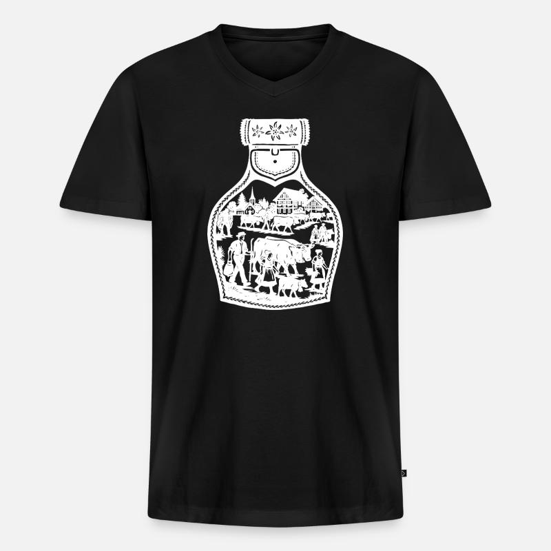 Alpabfahrt white - Männer Premium Bio T-Shirt mit V-Ausschnitt - Schwarz