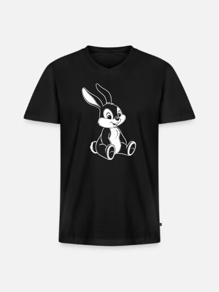 Lustiger Hase Süße Bunny Illustration - Männer Premium Bio T-Shirt mit V-Ausschnitt - Schwarz