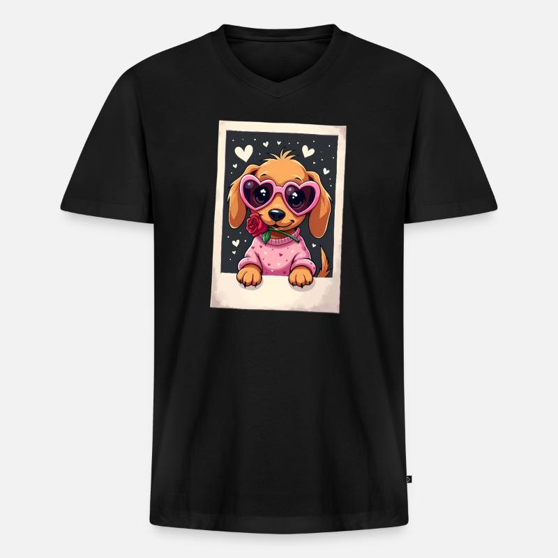 Dackel Dachshund Tekel - Männer Premium Bio T-Shirt mit V-Ausschnitt - Schwarz