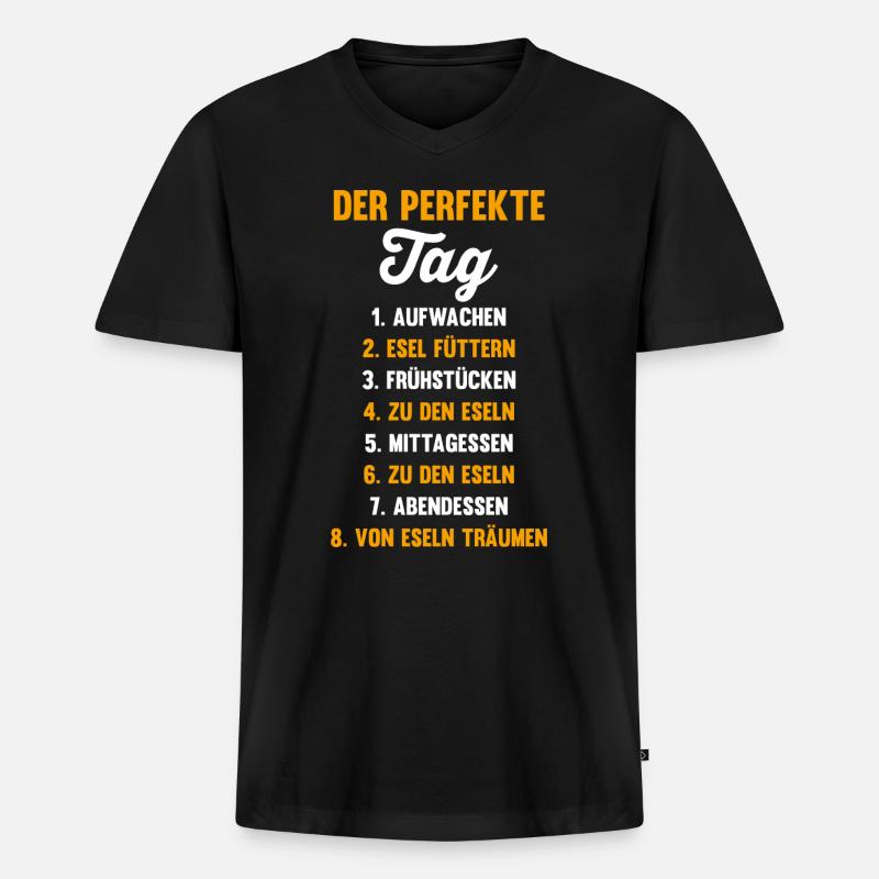 Esel - Männer Premium Bio T-Shirt mit V-Ausschnitt - Schwarz