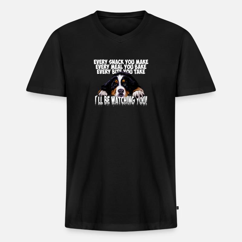 Berner Sennenhund - Männer Premium Bio T-Shirt mit V-Ausschnitt - Schwarz