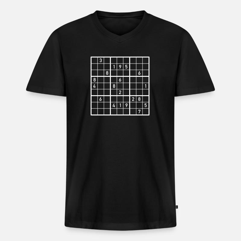 Sudoku - Männer Premium Bio T-Shirt mit V-Ausschnitt - Schwarz