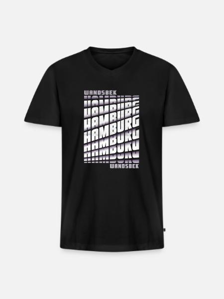 Hamburg Wandsbek - Männer Premium Bio T-Shirt mit V-Ausschnitt - Schwarz