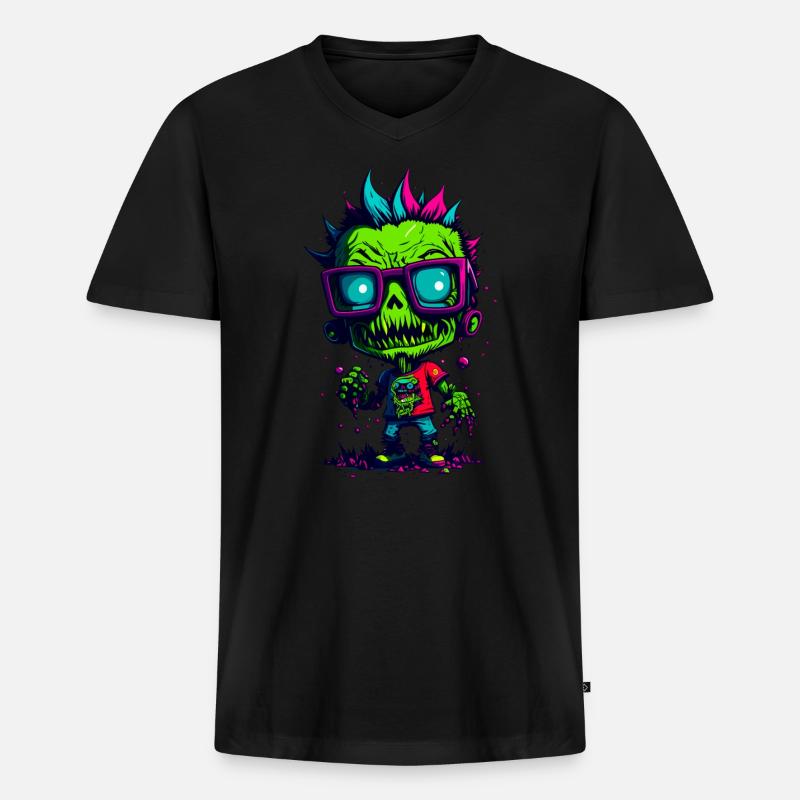 Bunter cooler Zombie - Männer Premium Bio T-Shirt mit V-Ausschnitt - Schwarz
