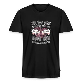 kuh möcht das kühe mich mögen bio muh top landwirt - Männer Premium Bio T-Shirt mit V-Ausschnitt - Schwarz - Vorne - Nico (187cm)