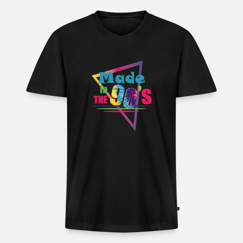 1990iger Sprüche 90s Geschenksidee - Männer Premium Bio T-Shirt mit V-Ausschnitt - Schwarz