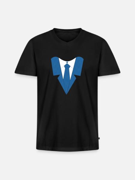 HEMD MIT KRAWATTE - Männer Premium Bio T-Shirt mit V-Ausschnitt - Schwarz