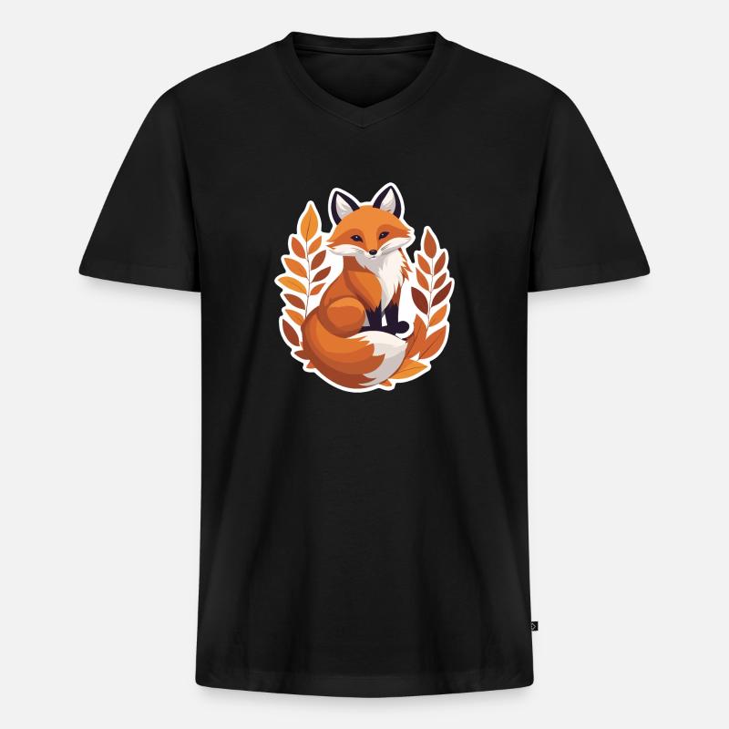 Fuchs im Herbst #3 - Männer Premium Bio T-Shirt mit V-Ausschnitt - Schwarz