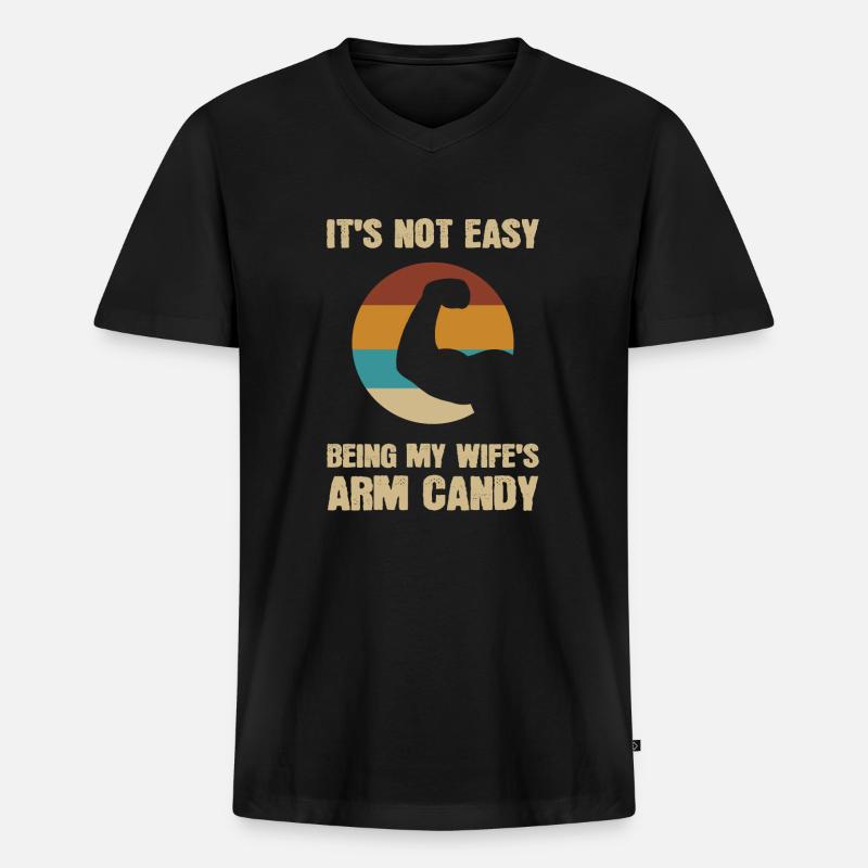 Arm Candy Ehemann - Männer Premium Bio T-Shirt mit V-Ausschnitt - Schwarz