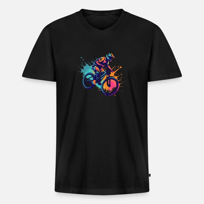 Mountainbikedesign - Männer Premium Bio T-Shirt mit V-Ausschnitt - Schwarz