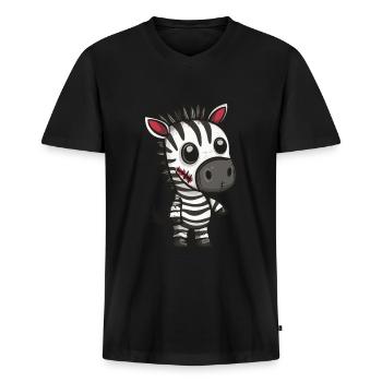 Zebra Halloween Lustig Zombie - Männer Premium Bio T-Shirt mit V-Ausschnitt - Schwarz - Vorne - Nico (187cm)