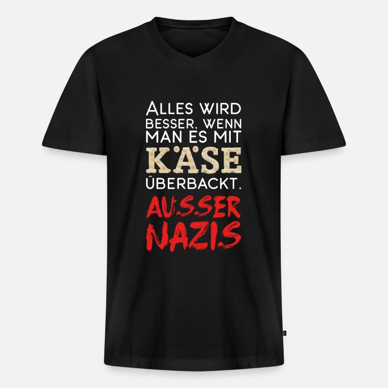 Mit Käse überbacken - Männer Premium Bio T-Shirt mit V-Ausschnitt - Schwarz