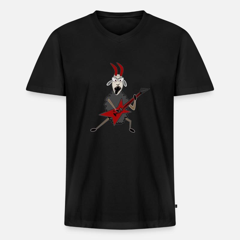 Hardrock Bock - Männer Premium Bio T-Shirt mit V-Ausschnitt - Schwarz