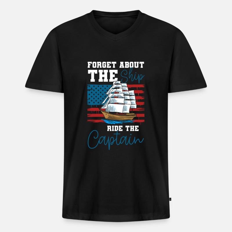 Schiff - Männer Premium Bio T-Shirt mit V-Ausschnitt - Schwarz