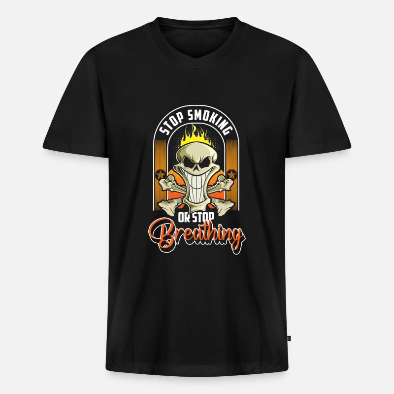 Zigarette Disziplin Zigaretten Lunge - Männer Premium Bio T-Shirt mit V-Ausschnitt - Schwarz
