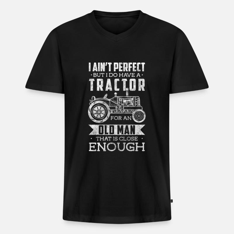 Bauer Bauernhof Acker Ernte - Männer Premium Bio T-Shirt mit V-Ausschnitt - Schwarz
