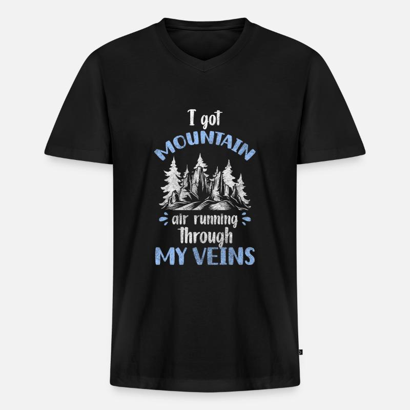 Bäume Wandern Waldtier Waldbewohner - Männer Premium Bio T-Shirt mit V-Ausschnitt - Schwarz