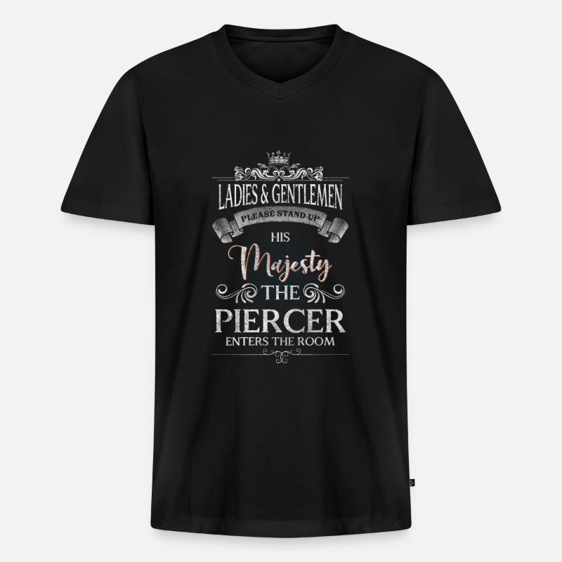 Piercer Kunst Beruf Stecker - Männer Premium Bio T-Shirt mit V-Ausschnitt - Schwarz