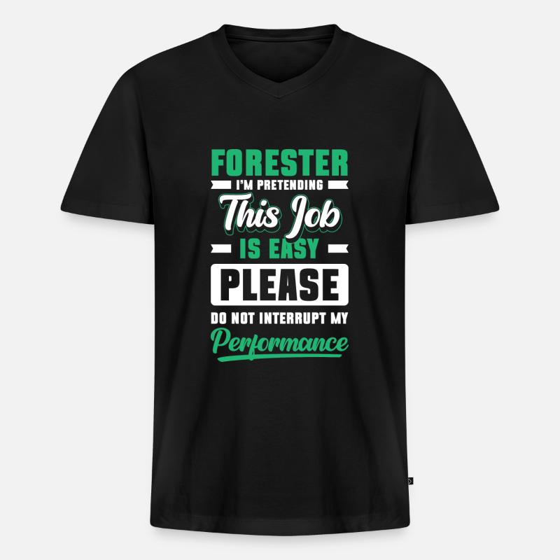 Förster Jäger - Männer Premium Bio T-Shirt mit V-Ausschnitt - Schwarz