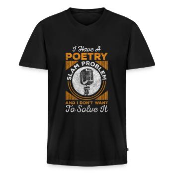 Slam Poésie Slam Poète hipster - T-shirt encolure en V Premium bio Homme - noir - Devant - Nico (187cm)
