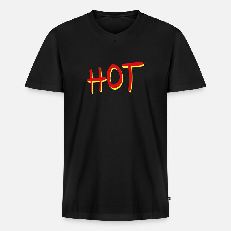 Hot - Männer Premium Bio T-Shirt mit V-Ausschnitt - Schwarz