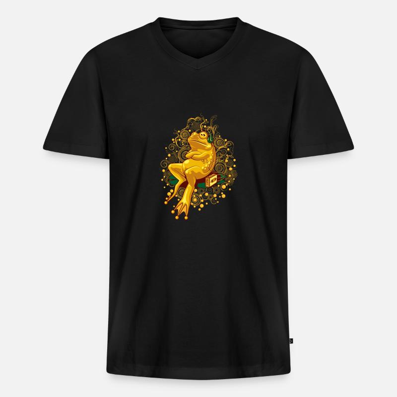 FROGGIE RELAX MODE - Männer Premium Bio T-Shirt mit V-Ausschnitt - Schwarz
