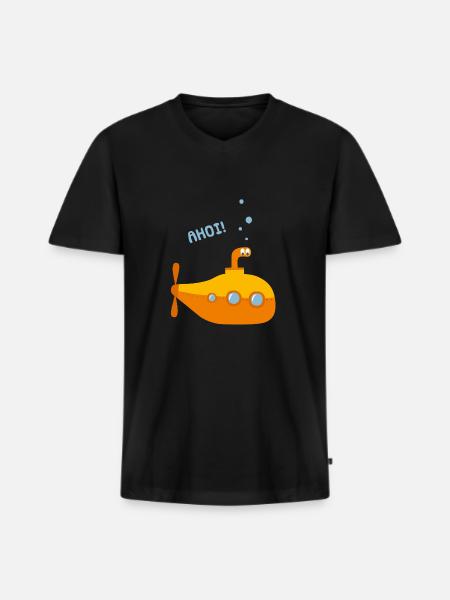 Unterwasser Comic U-Boot - Männer Premium Bio T-Shirt mit V-Ausschnitt - Schwarz
