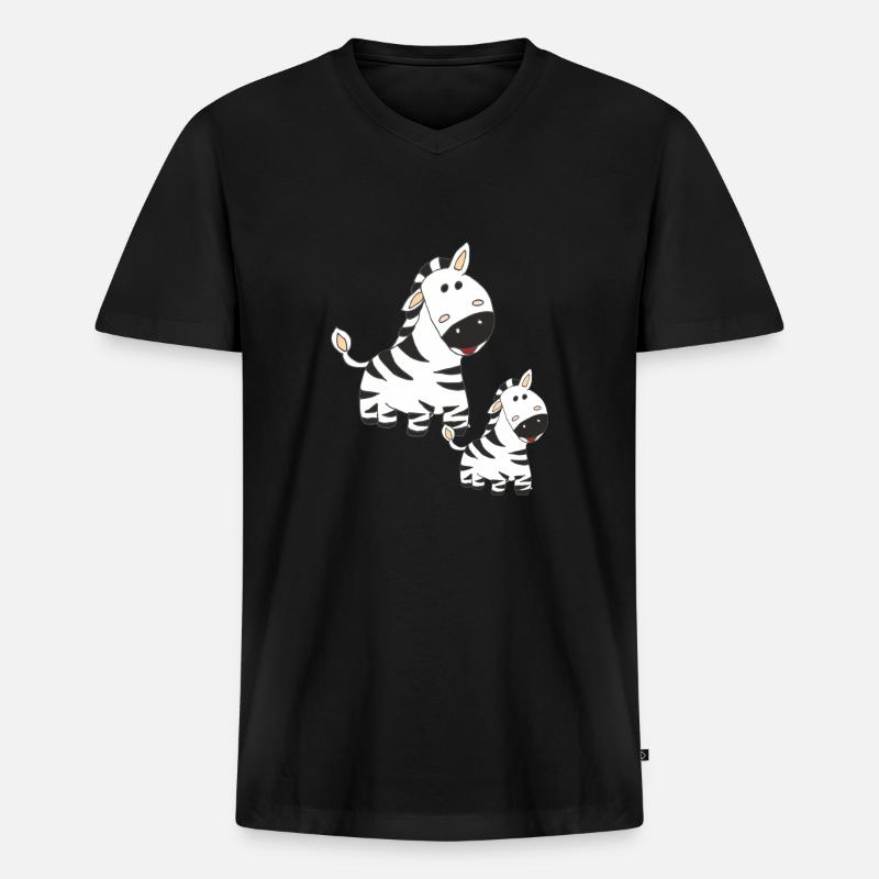 zebra mutter und kind - Männer Premium Bio T-Shirt mit V-Ausschnitt - Schwarz
