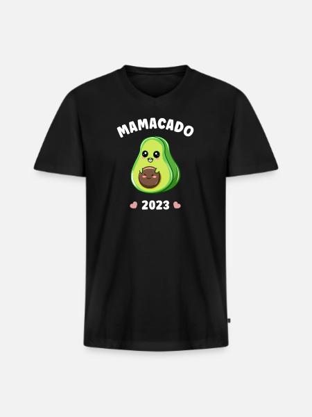 Mamacado 2023 Avocat Grossesse Enceinte - T-shirt encolure en V Premium bio Homme - noir