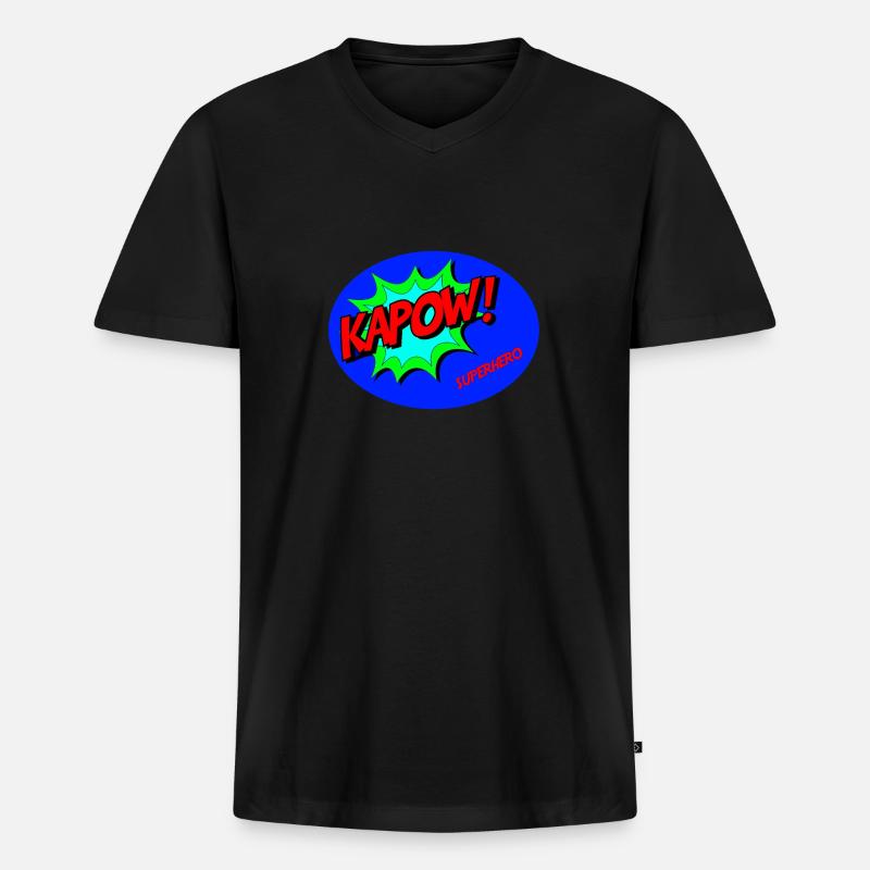 Superhero (Superheld) - Männer Premium Bio T-Shirt mit V-Ausschnitt - Schwarz