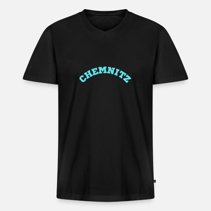 Chemnitz - Männer Premium Bio T-Shirt mit V-Ausschnitt - Schwarz
