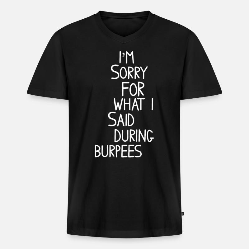 BURPEES - Männer Premium Bio T-Shirt mit V-Ausschnitt - Schwarz