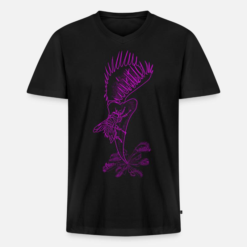 The Pink Venus Flytrap - Männer Premium Bio T-Shirt mit V-Ausschnitt - Schwarz